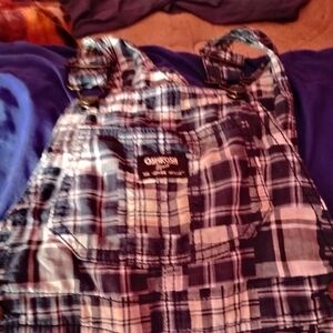 OshKosh B'gosh Navy and White Plaid Kids Overalls
